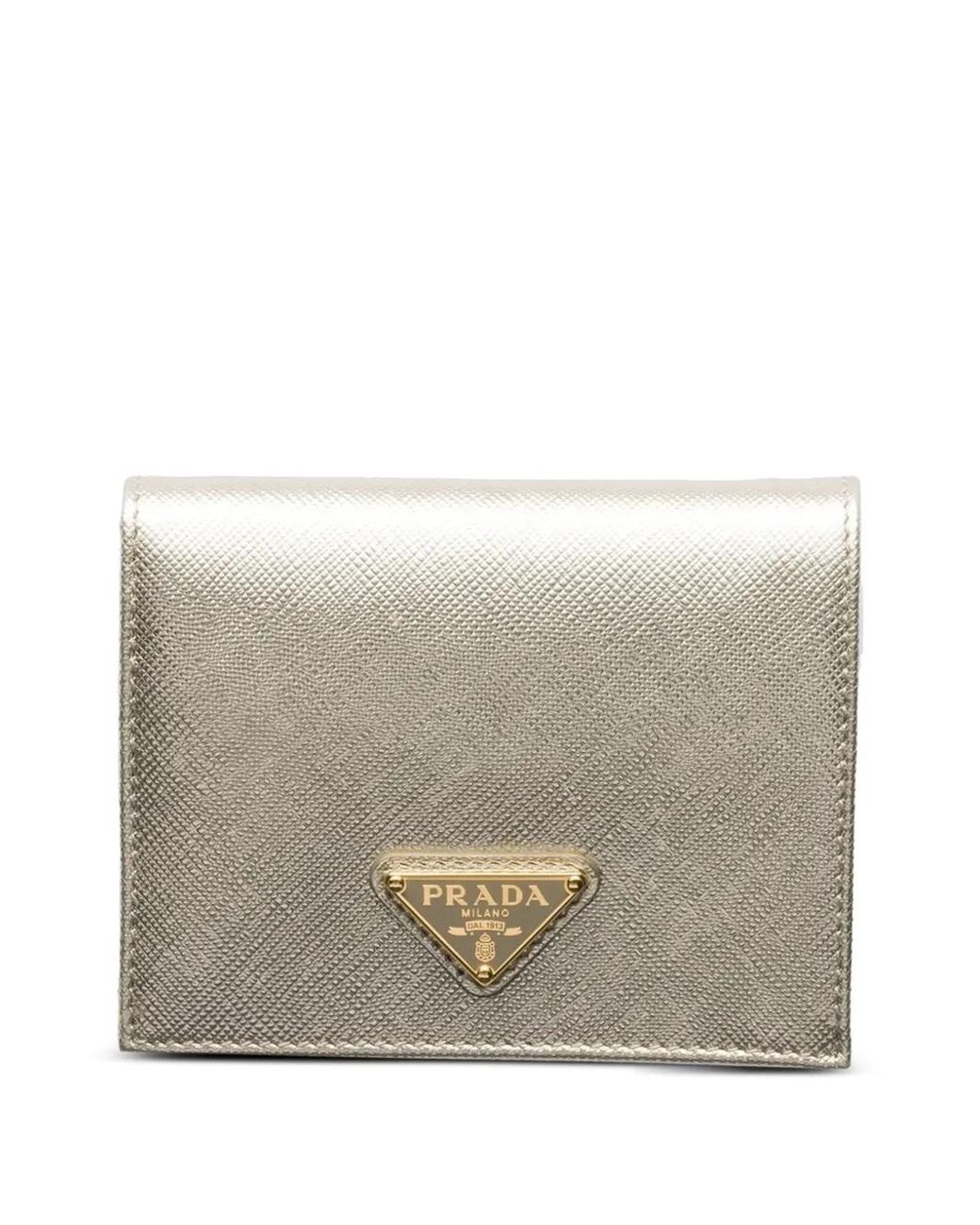 Prada Gray Kleines Portemonnaie Mit Triangel-Logo