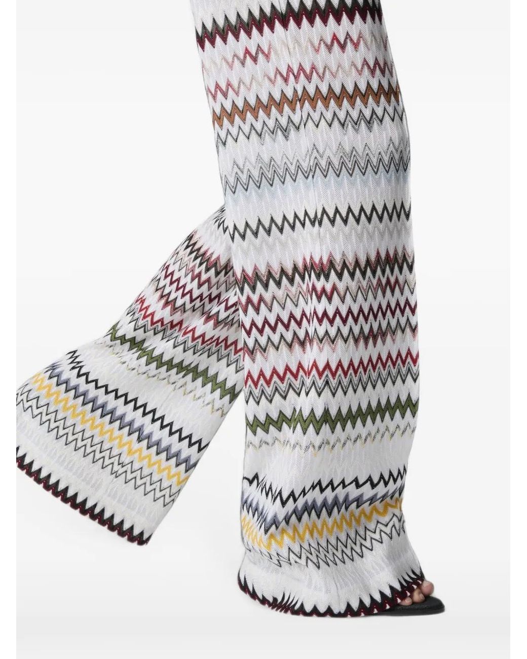 Missoni White Wide Zigzag Cotton Trousers