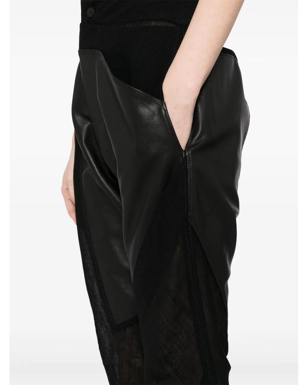 Yehuafan Black Panelled Trousers