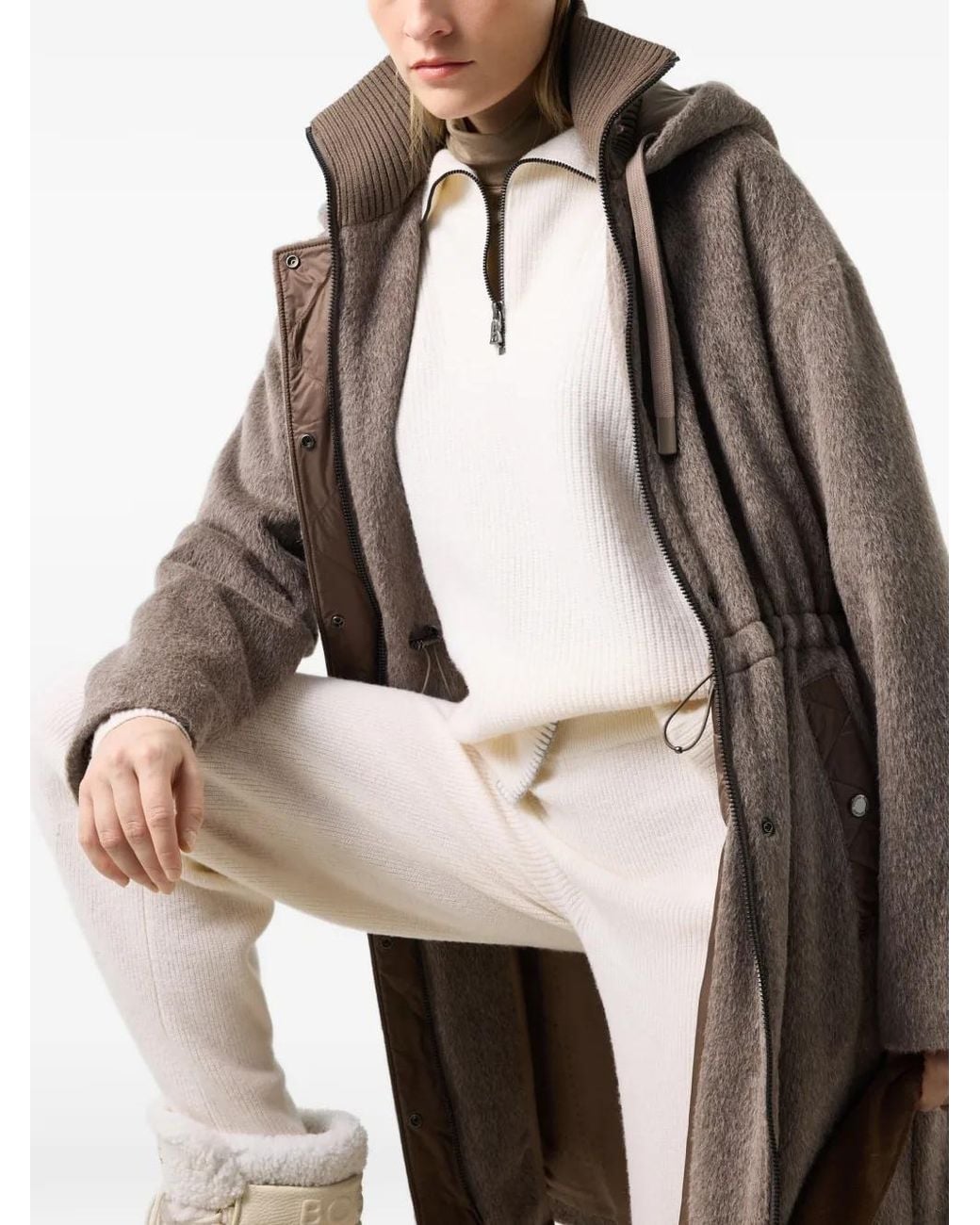 Bogner Brown Amory Hooded Drawstring Coat