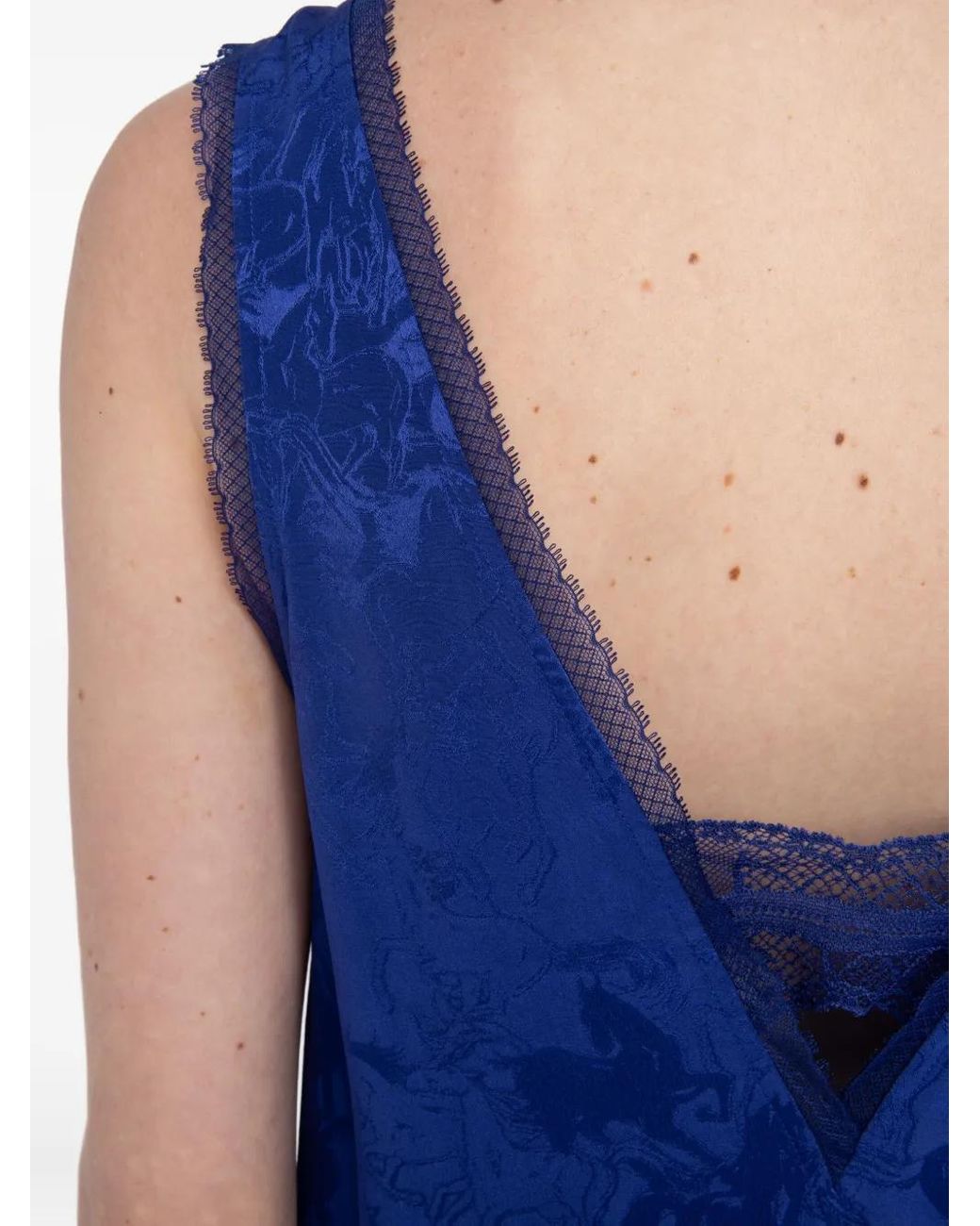 Zadig & Voltaire Blue Lace-Trim Midi Dress