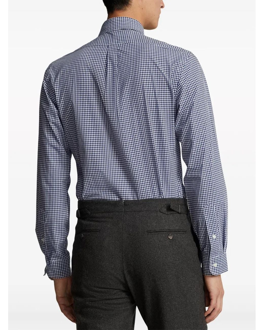 Polo Ralph Lauren Blue Gingham-Check Button-Down Shirt for men