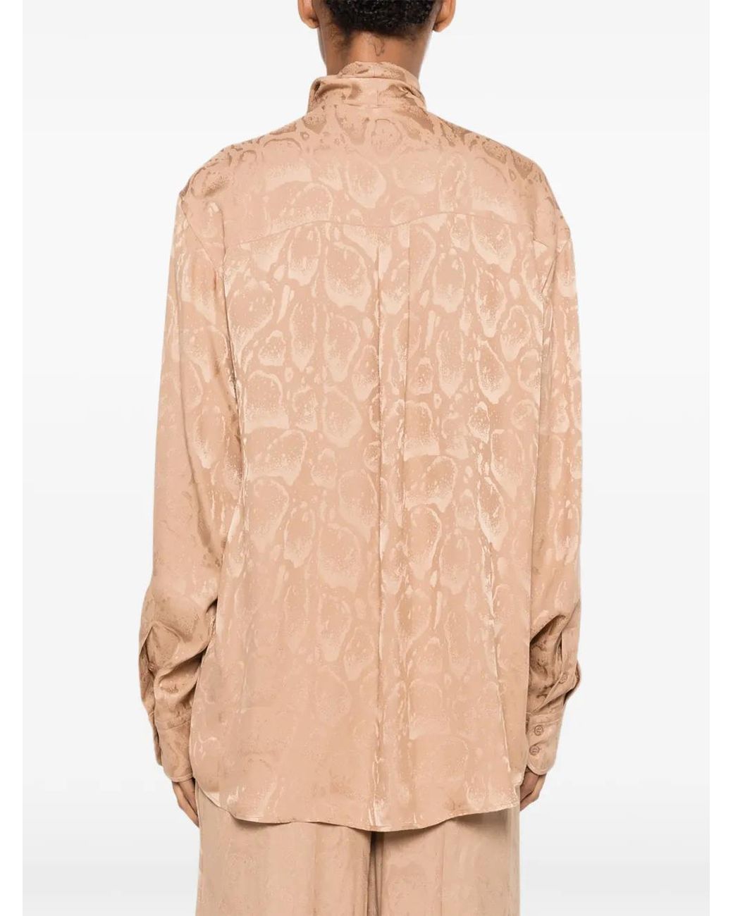 Stella McCartney Natural Pussy-Bow Jacquard Blouse