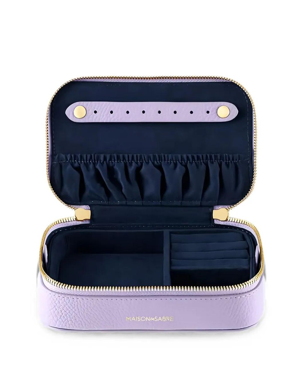 Maison De Sabre Purple Full-Grain Leather Jewellery Case