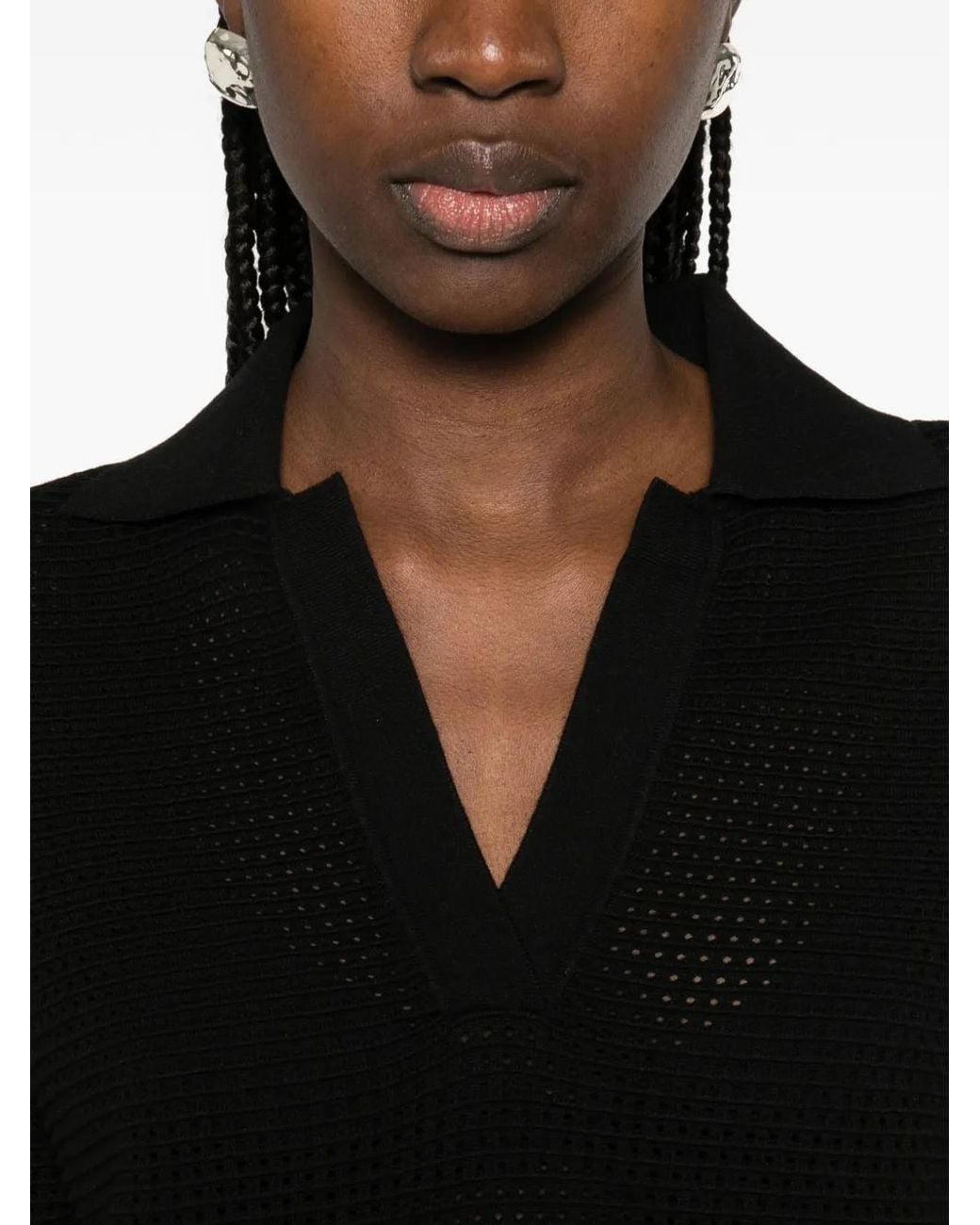 P.A.R.O.S.H. Black V-Neck Short-Sleeved Sweater