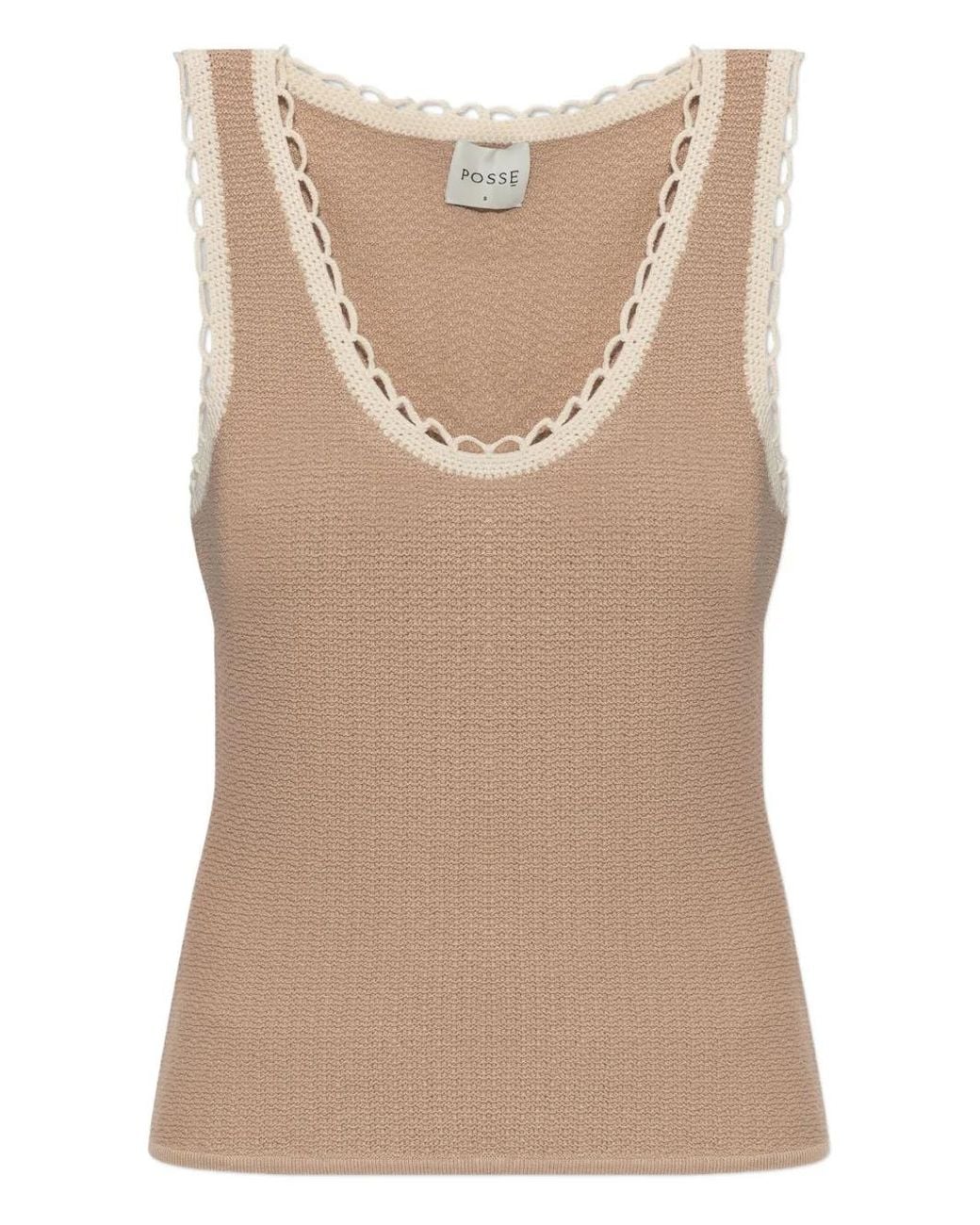 Posse Natural Willow Crochet-Trim Top
