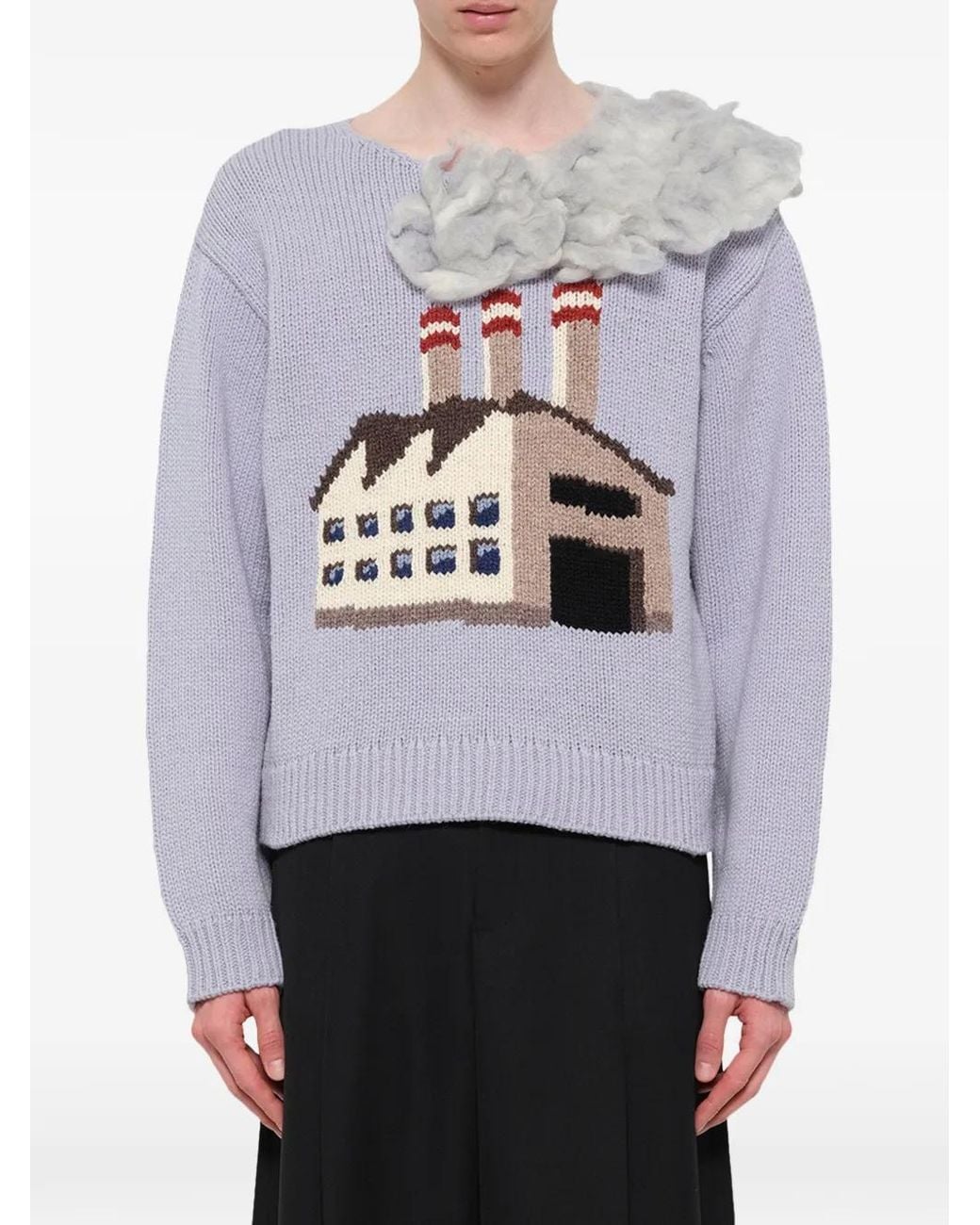 Doublet White Smoking-Factory-Motif Sweater for men
