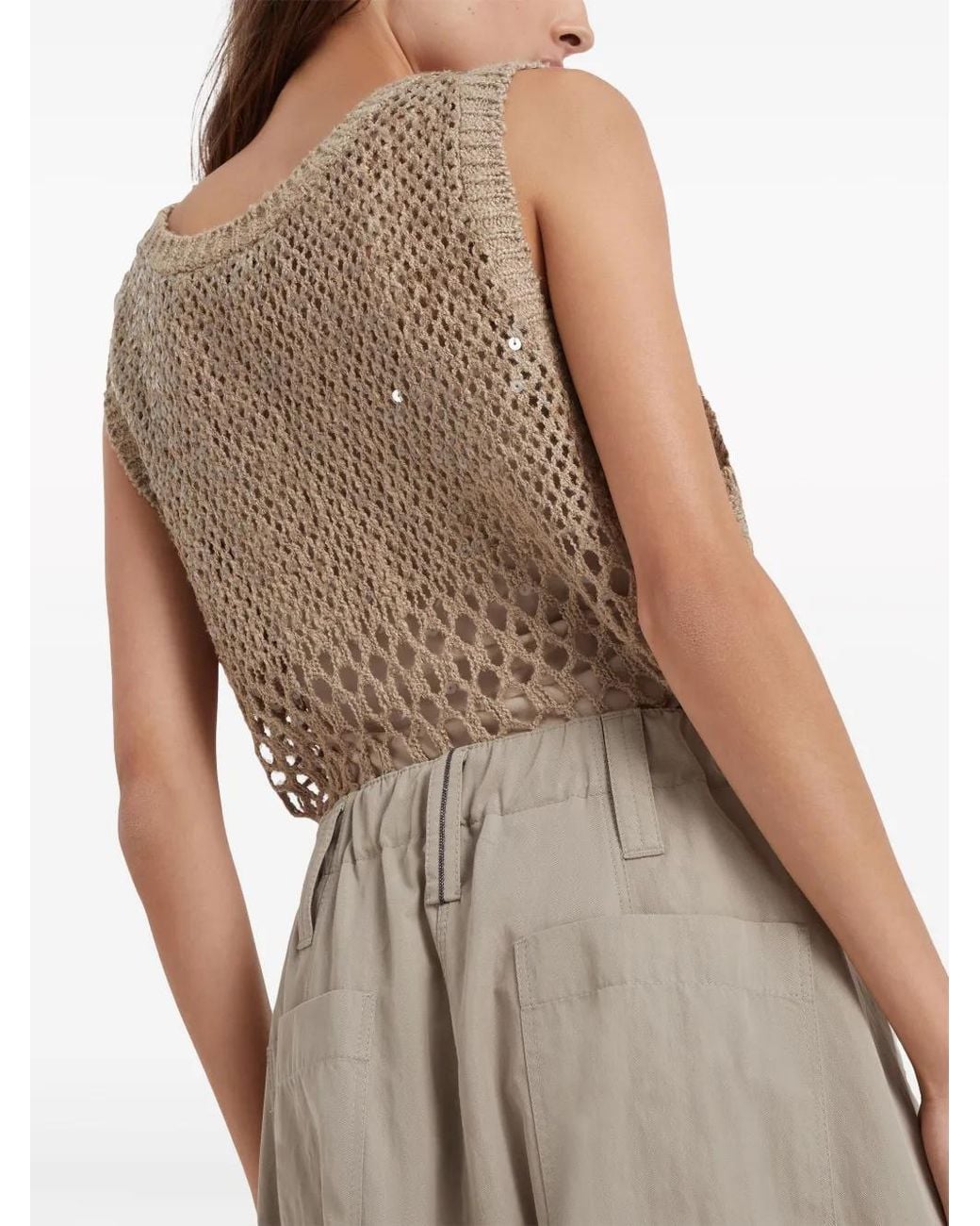 Brunello Cucinelli White Drawstring Midi Skirt