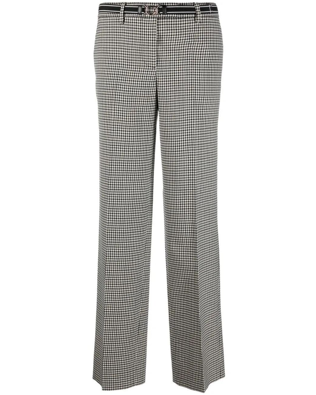 Miu Miu Gray Gingham-Check Straight-Leg Trousers