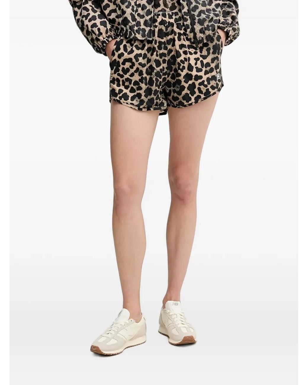 P.E Nation Black Leopard-Print Mini Shorts