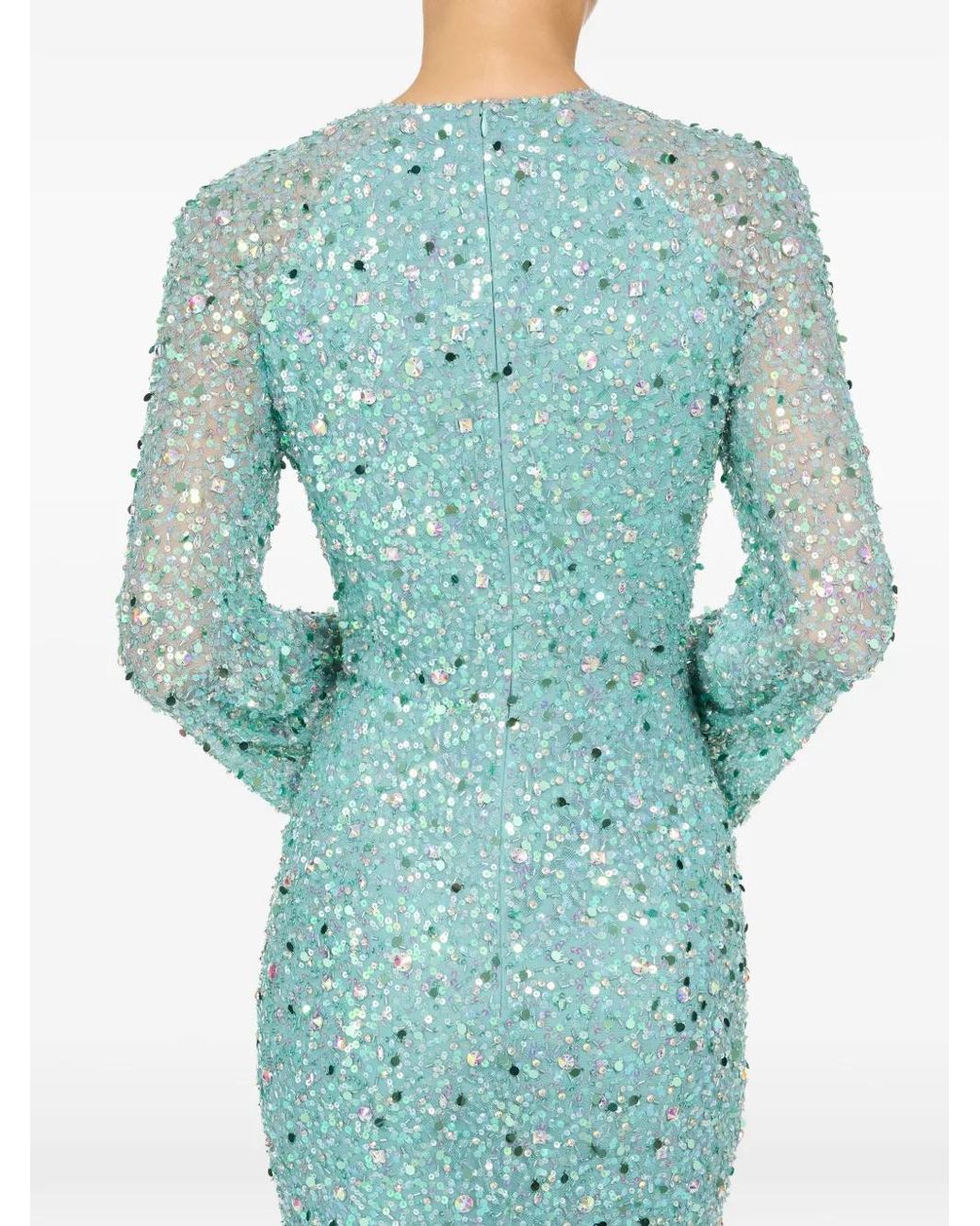 Jenny Packham Green Plunge Embellished Gown