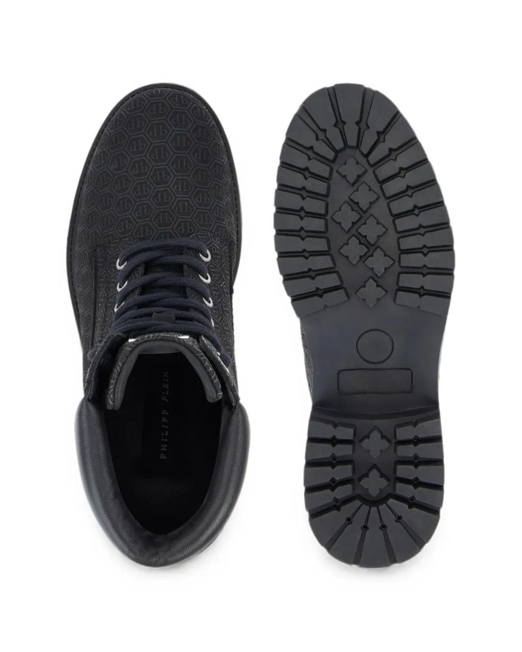 Philipp Plein Black Nubuck Leather Mid Boots Monogram for men