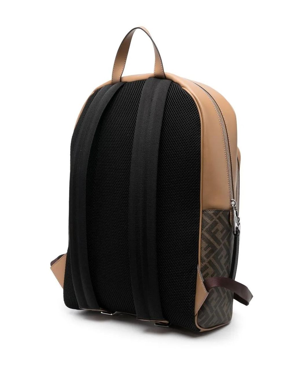 Fendi Black Monogram-Pattern Backpack