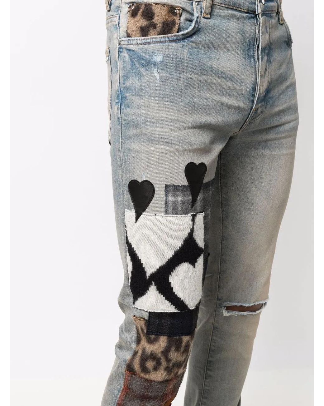 Amiri Patchwork-Detail Denim Jeans in Blue for Men | Lyst