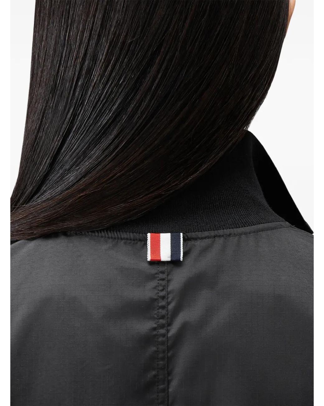 Thom Browne Black Veste Zippée En Tissu Anti-Déchirure À 4 Bandes Signature