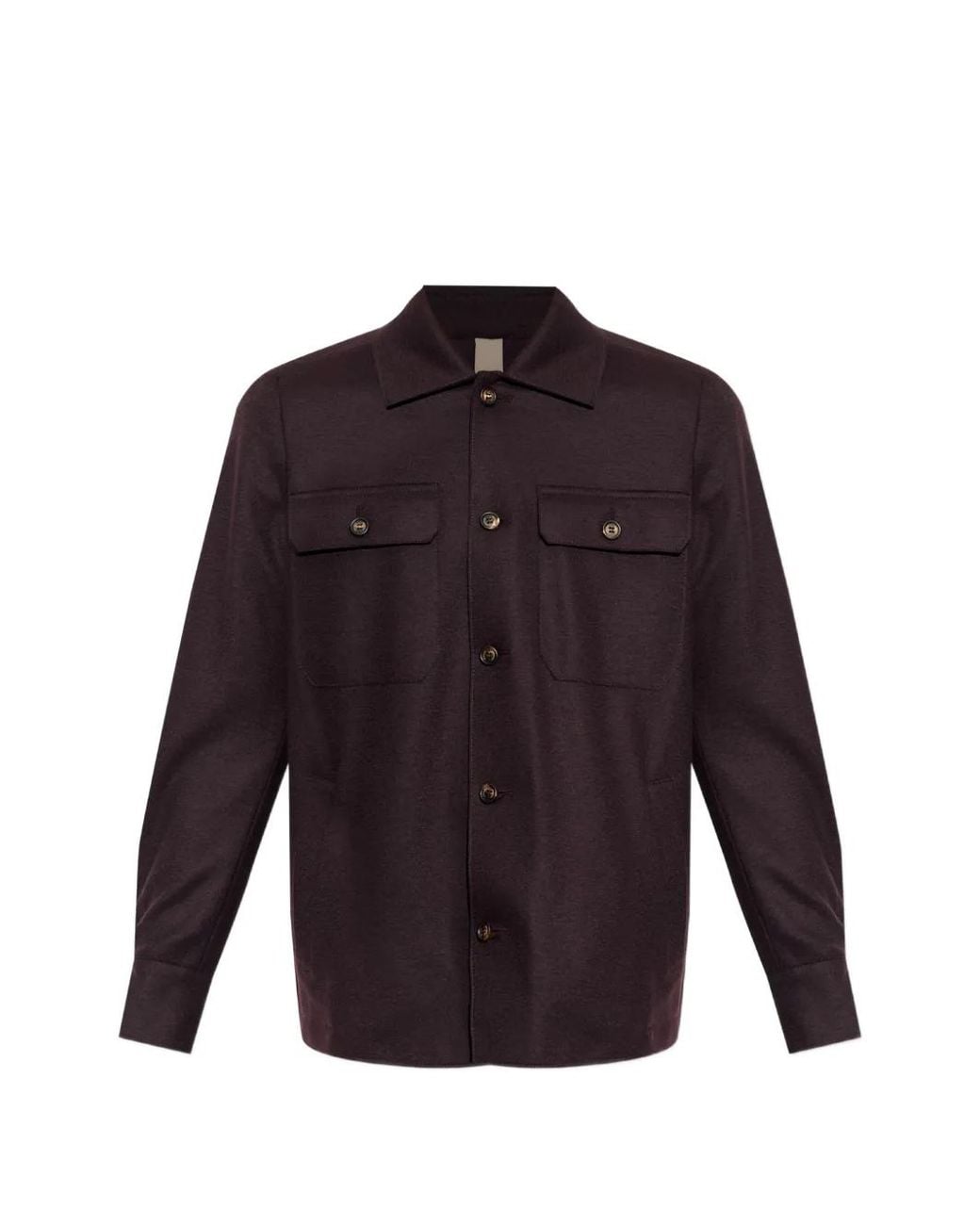 Eleventy Purple Pocket-Detail Shirt for men