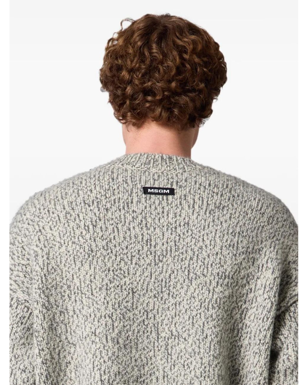MSGM White Argyle-Pattern Sweater for men