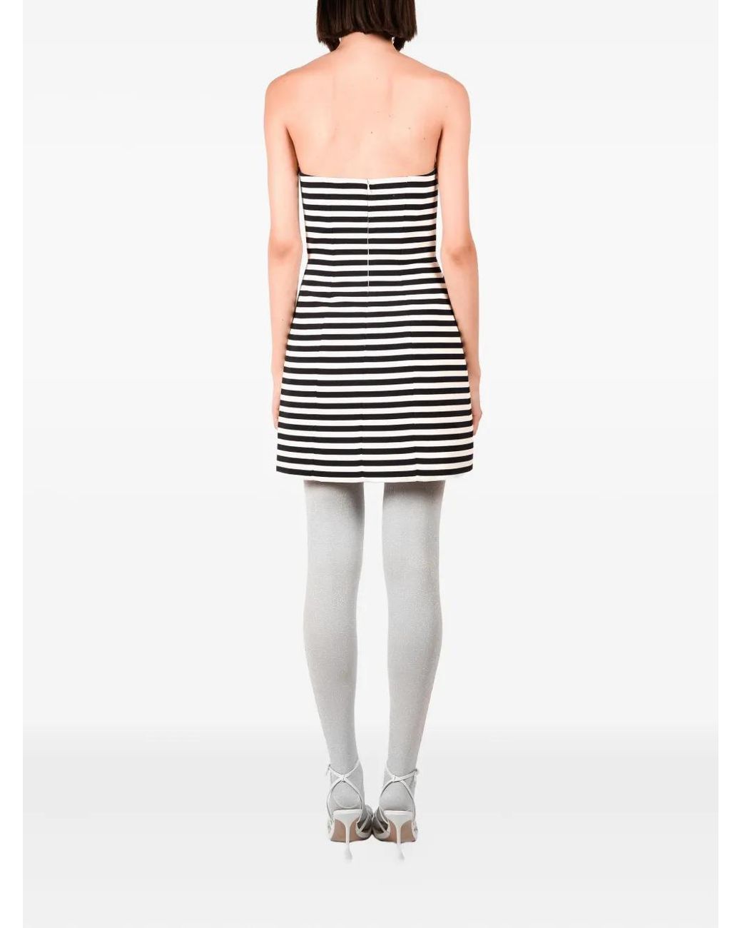 Ioana Ciolacu Black Schulterfreies Kleid Mit Streifen