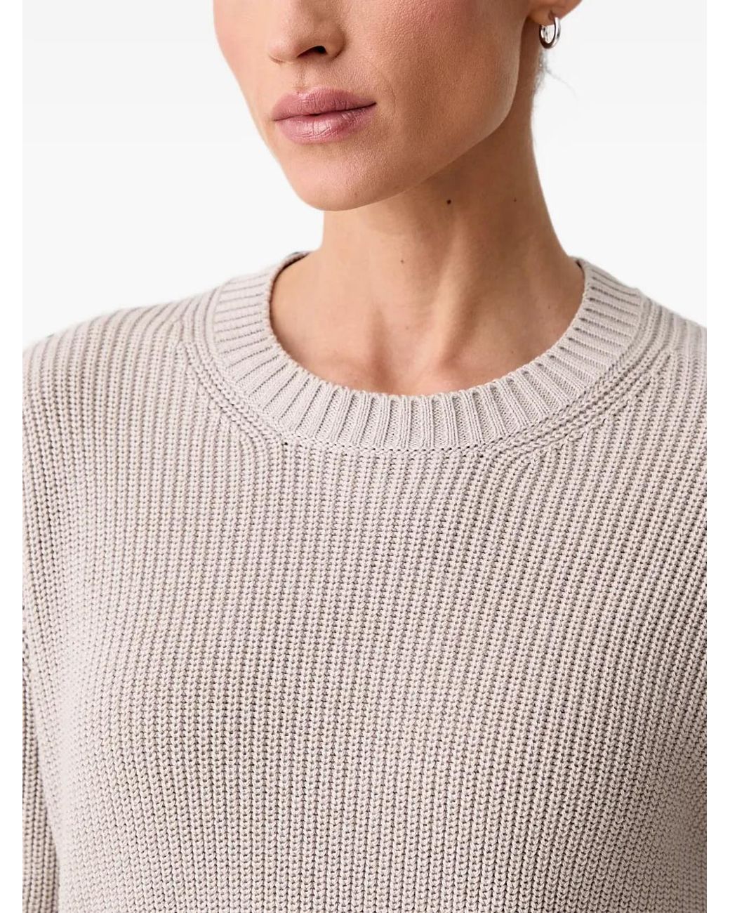 Marc O' Polo Gray Ribbed-Knit Crew-Neck Sweater