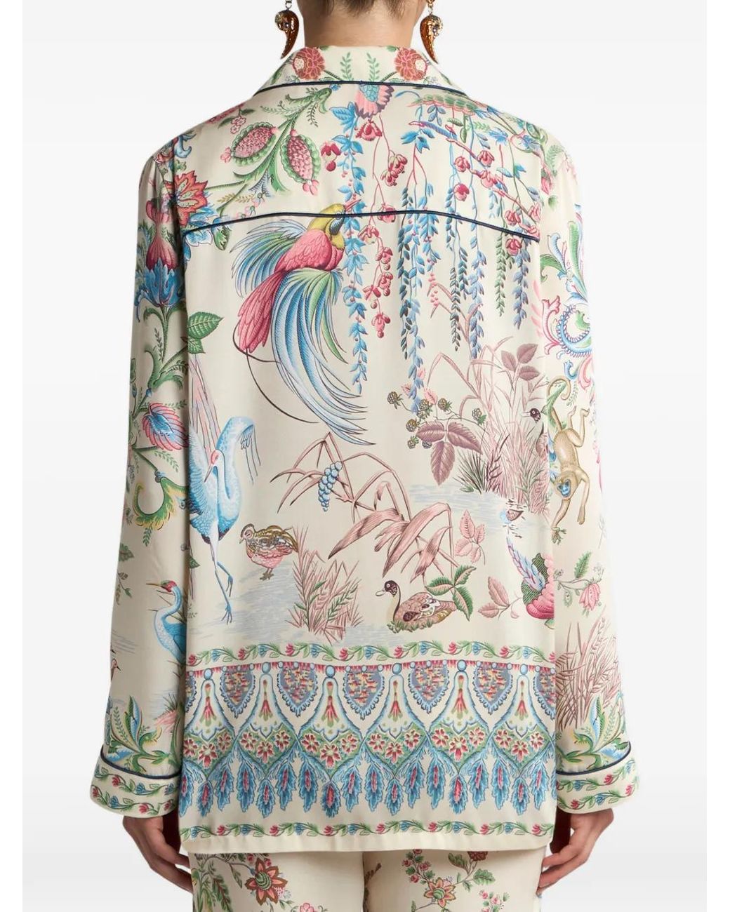 Etro White Printed Bowling Neck Shirt