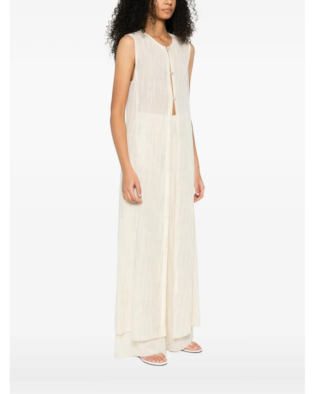 Forte_forte White Buttoned Sleeveless Coat