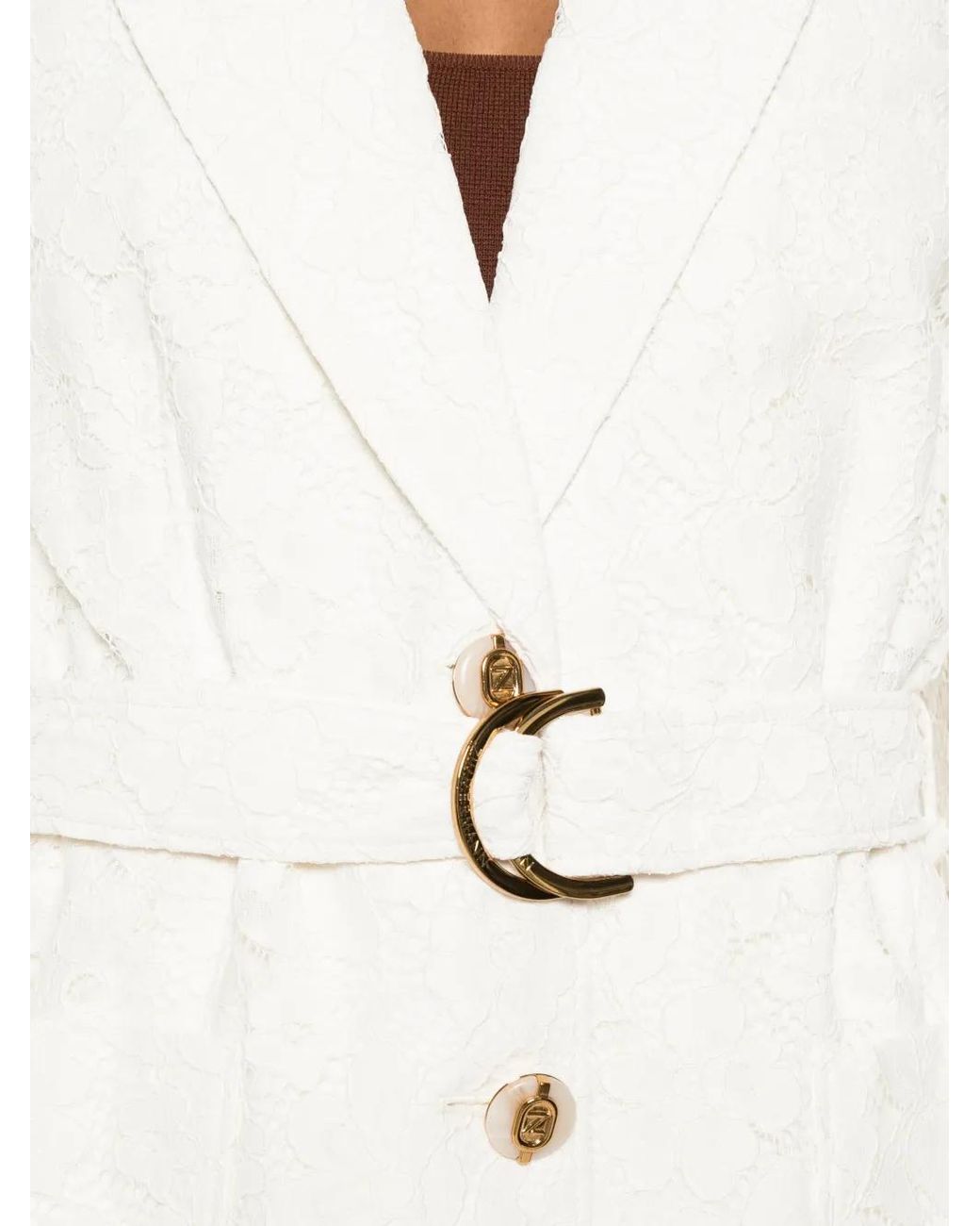 Zimmermann White Luna Lace Belted Blazer