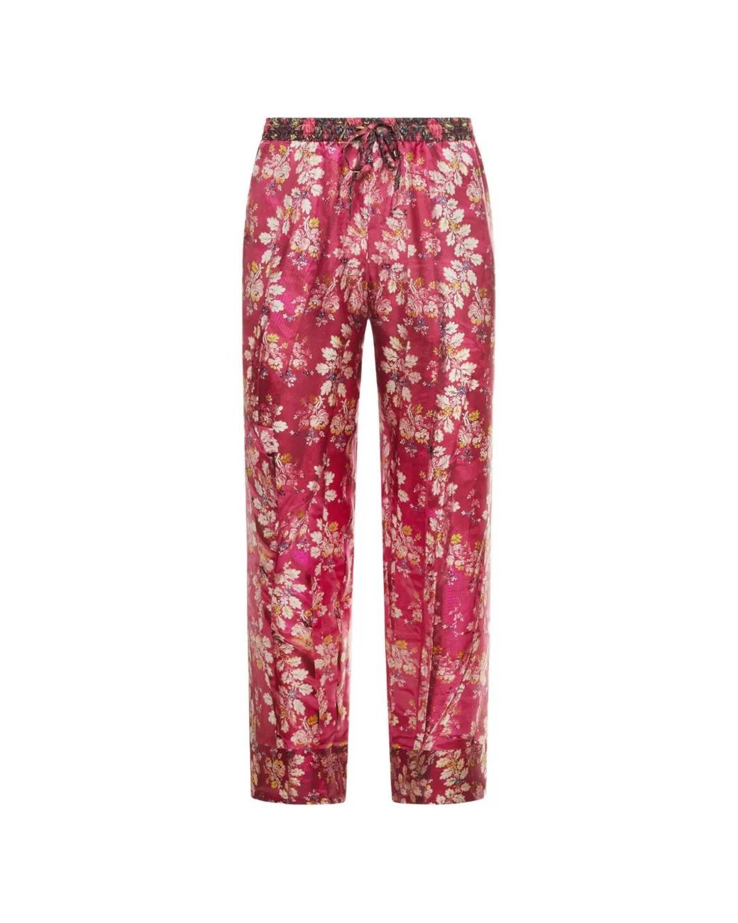 Pierre Louis Mascia Red Aloe Floral-Pattern Straight-Leg Trousers