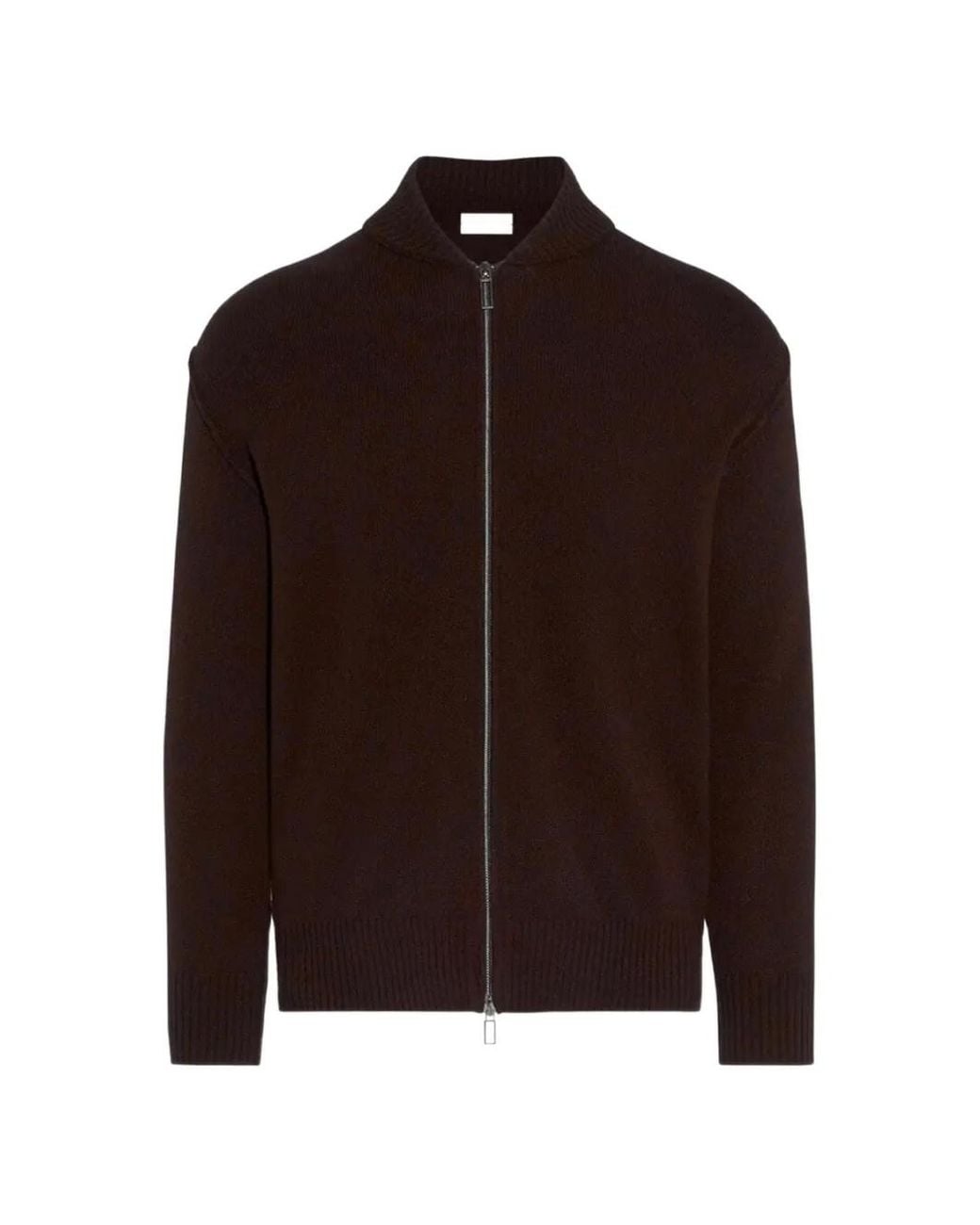 Paolo Pecora Brown Zip-Up Ribbed-Trim Cardigan for men