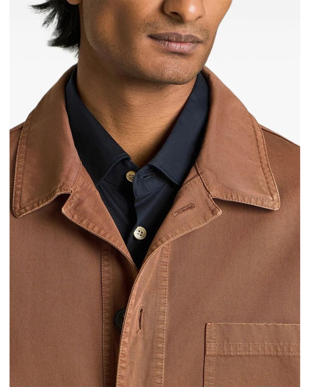 Kiton Brown Garment-Dyed Drill Shirt Jacket for men