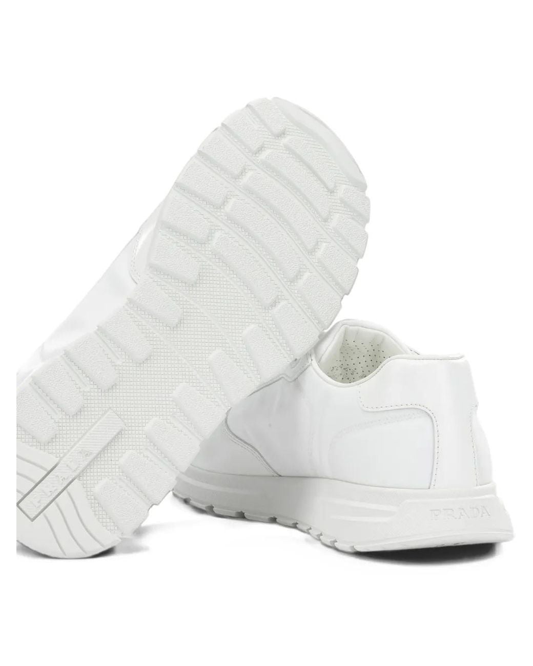 Prada White Prax 01 Re-Nylon And Brushed Leather Sneakers for men