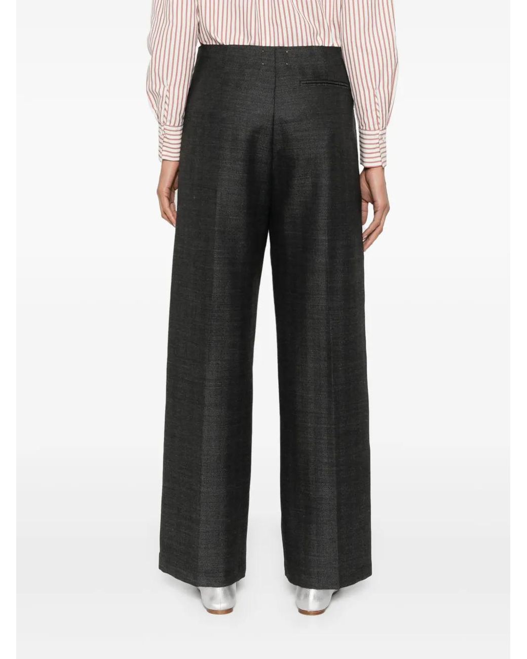 Forte_forte Black Herringbone Wool Tailored Trousers