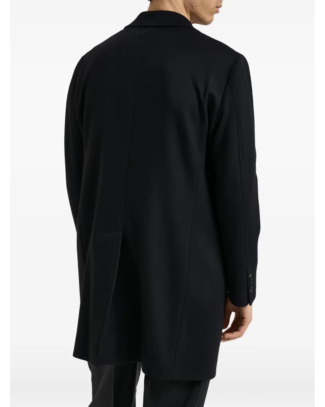 BRERAS Milano Black Manteau Boutonné À Revers Crantés for men