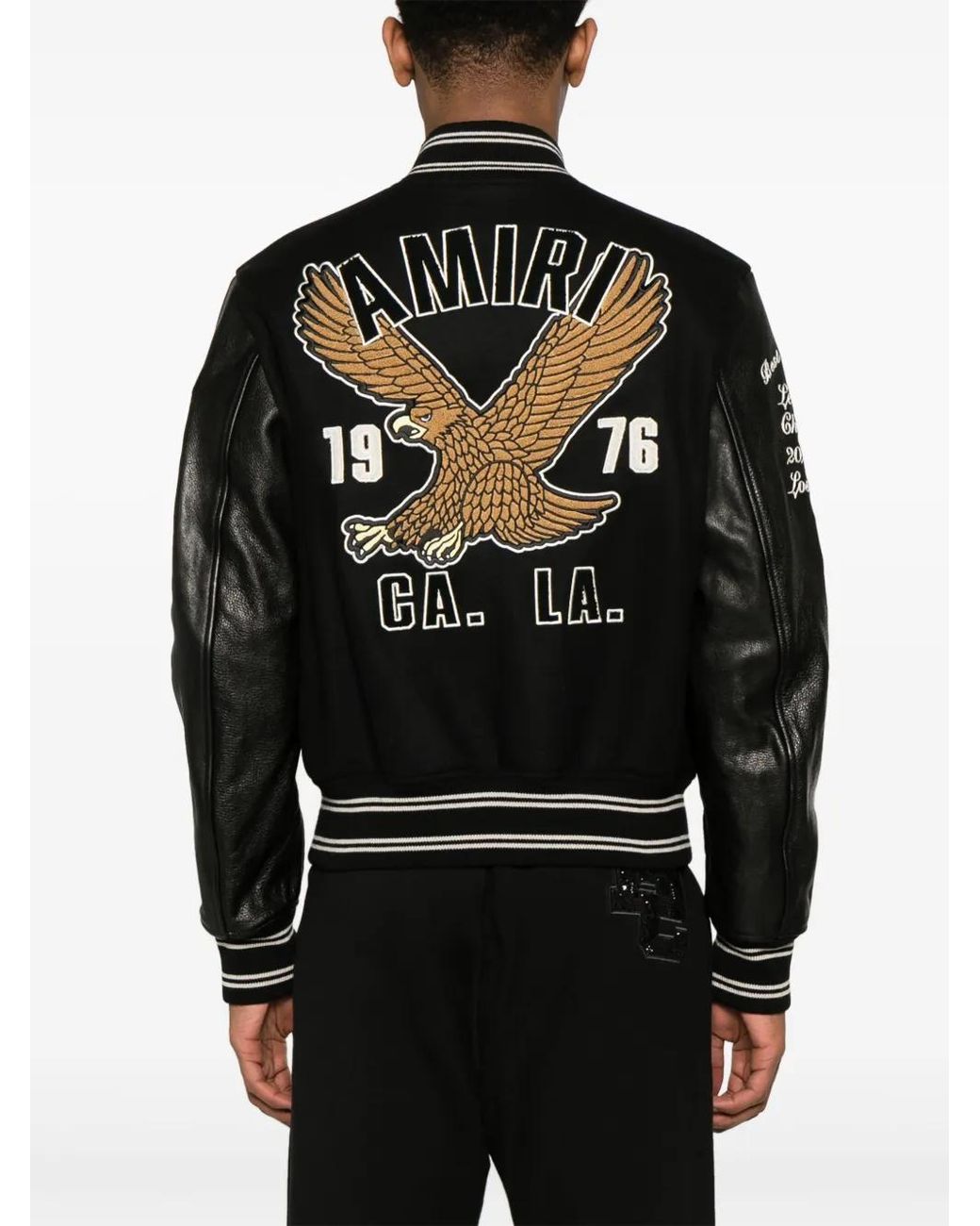 Amiri Black Eagle Varsity Bomber Jacket - Men's - Wool/nylon/leather/viscose for men