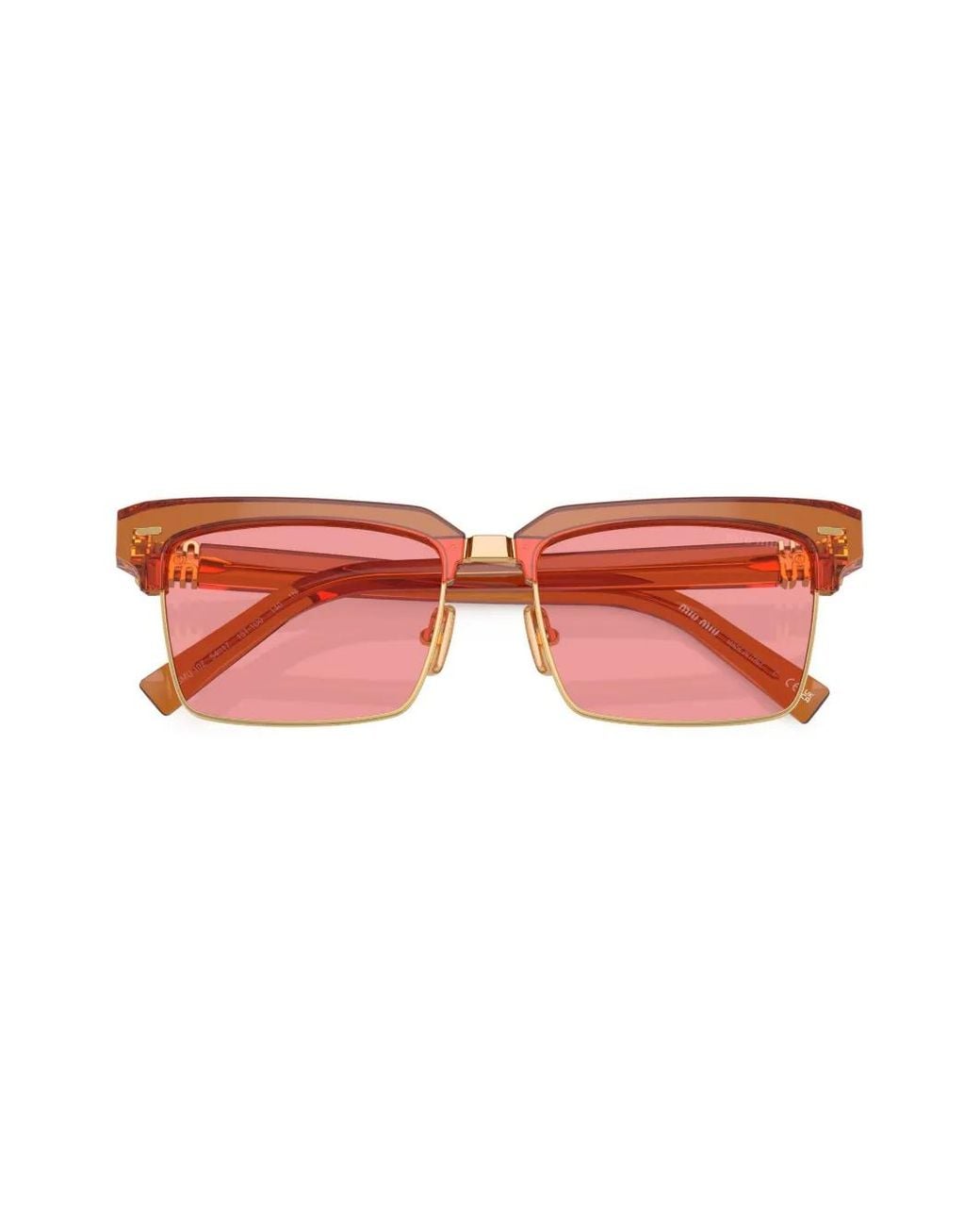 Miu Miu Pink Logo-Lettering Square-Frame Sunglasses