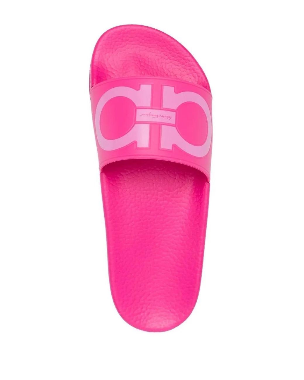 Ferragamo Pink Ferragamo Gancini Pool Slides