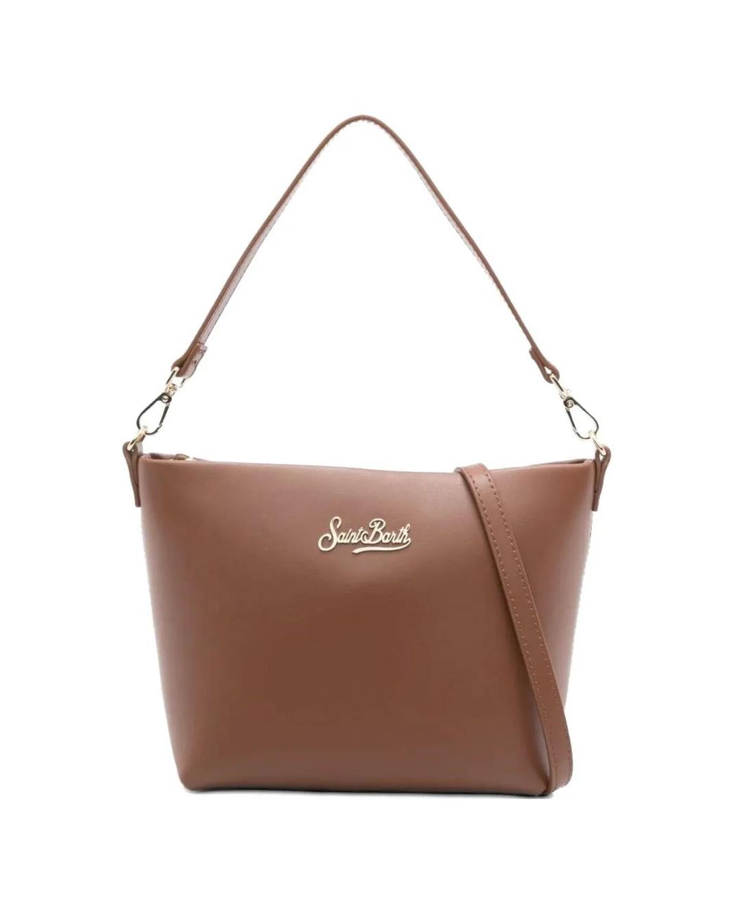 Mc2 Saint Barth Brown Aline Hammered Leather Tote Bag