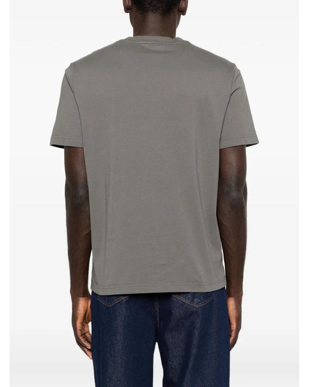 Moncler Gray Logo-Patch T-Shirt for men