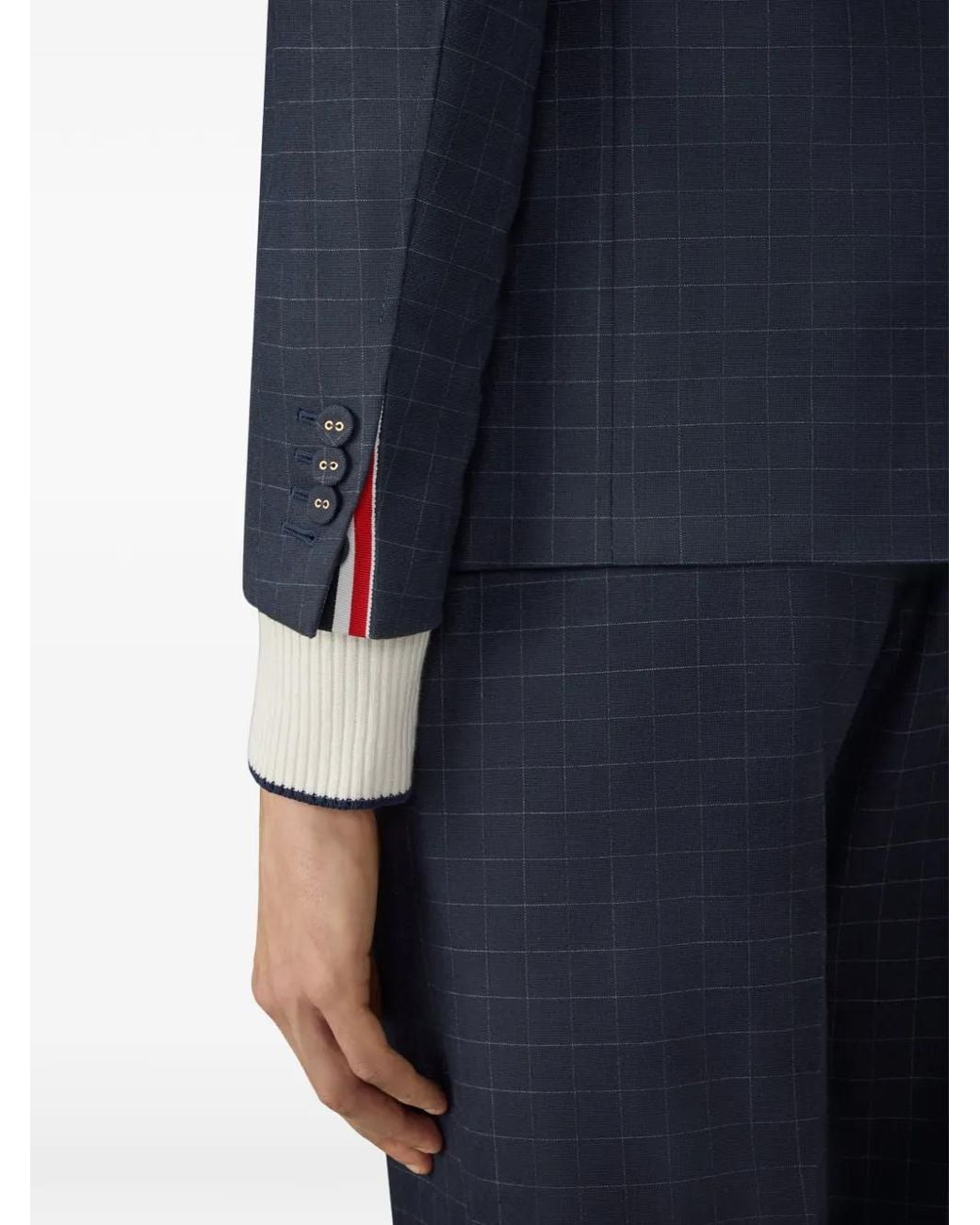 Thom Browne Blue Windowpane Checked Blazer for men