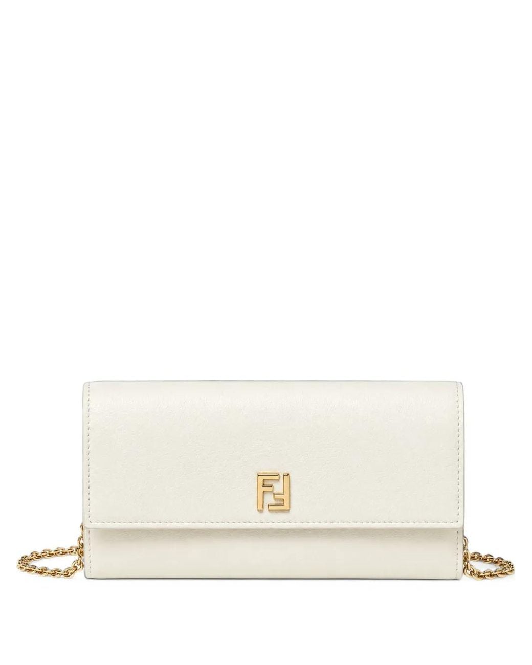 Fendi Natural Ff Logo Continental Leather Chain Wallet