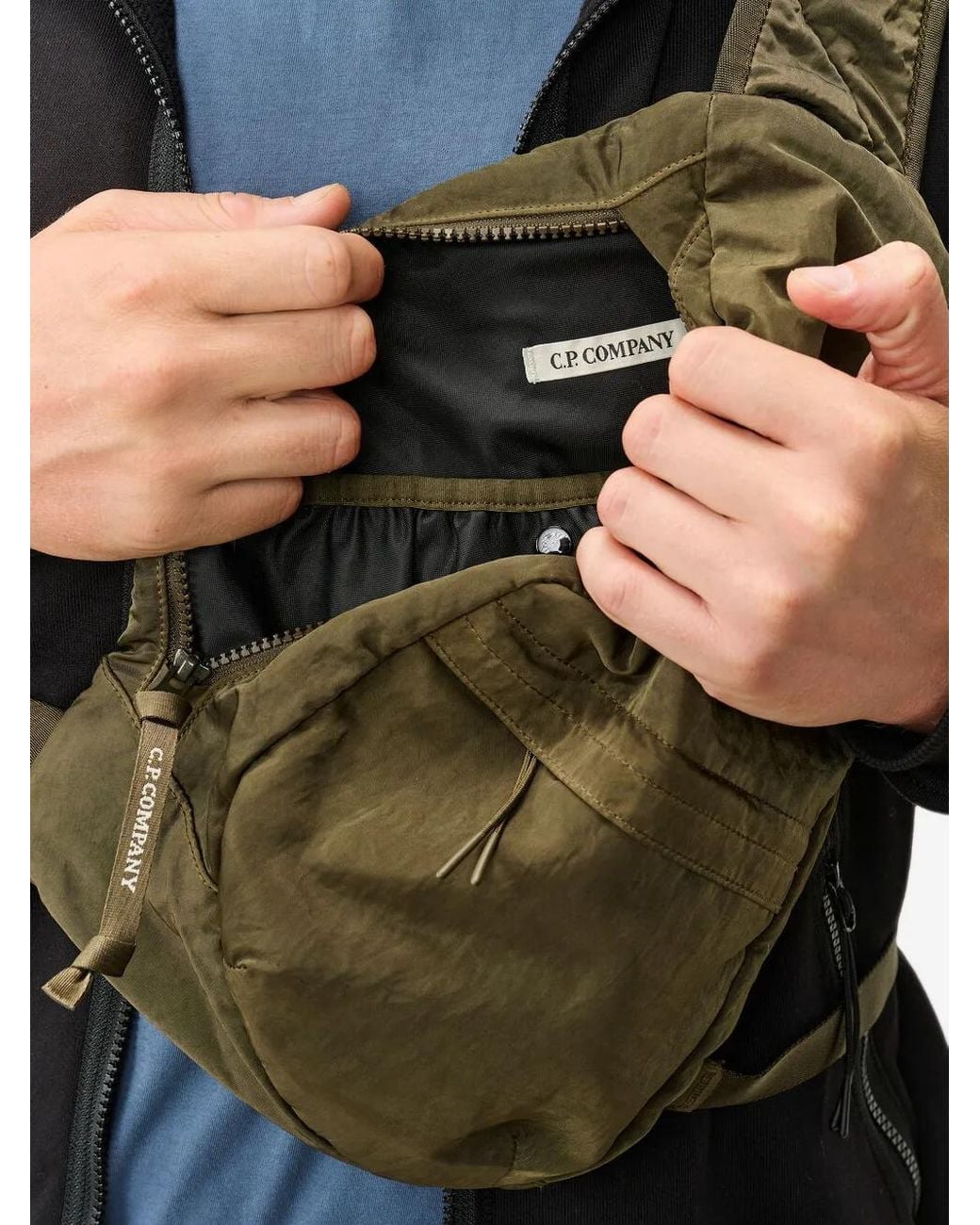 C P Company Green Nylon B Lens Crossbody Bag for men