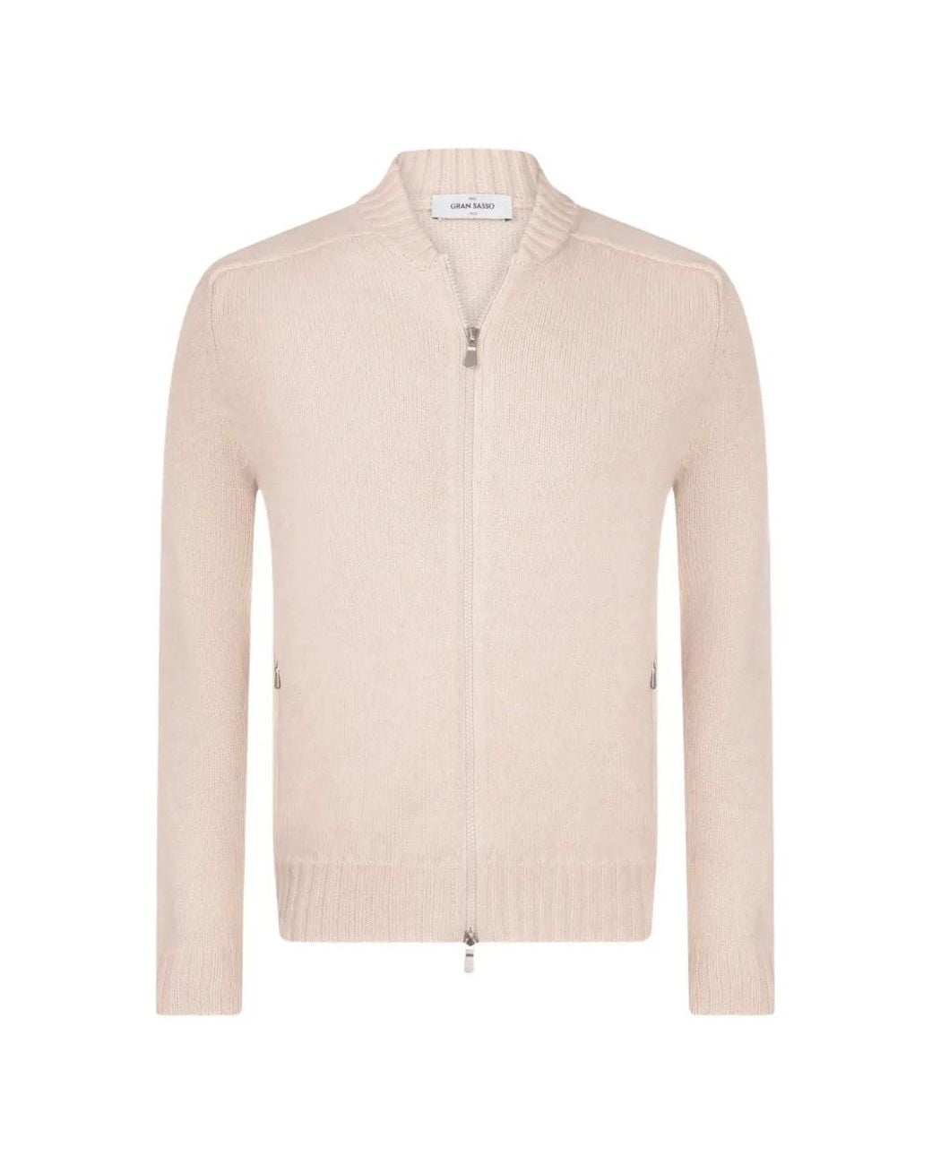 Gran Sasso White Super Geelong Zip-Up Knitted Jacket for men
