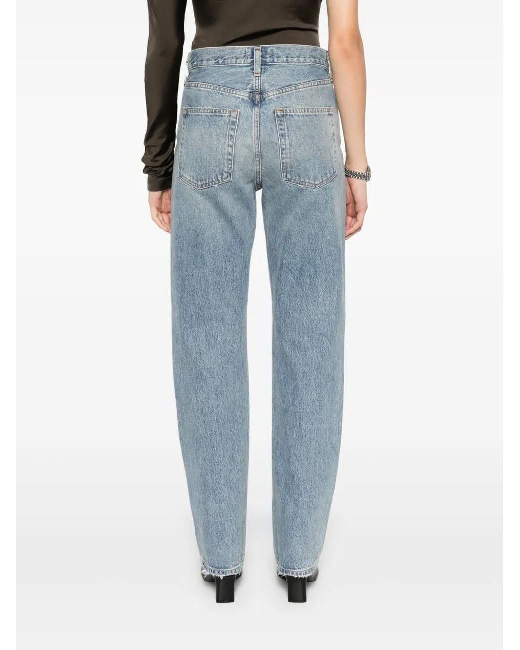 Agolde Blue Distressed High-Waisted Kelly Jeans