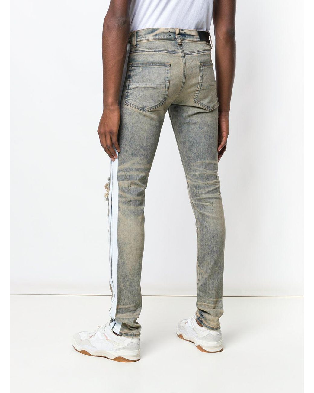 Amiri White Stripe Skinny Jeans in Blue for Men | Lyst