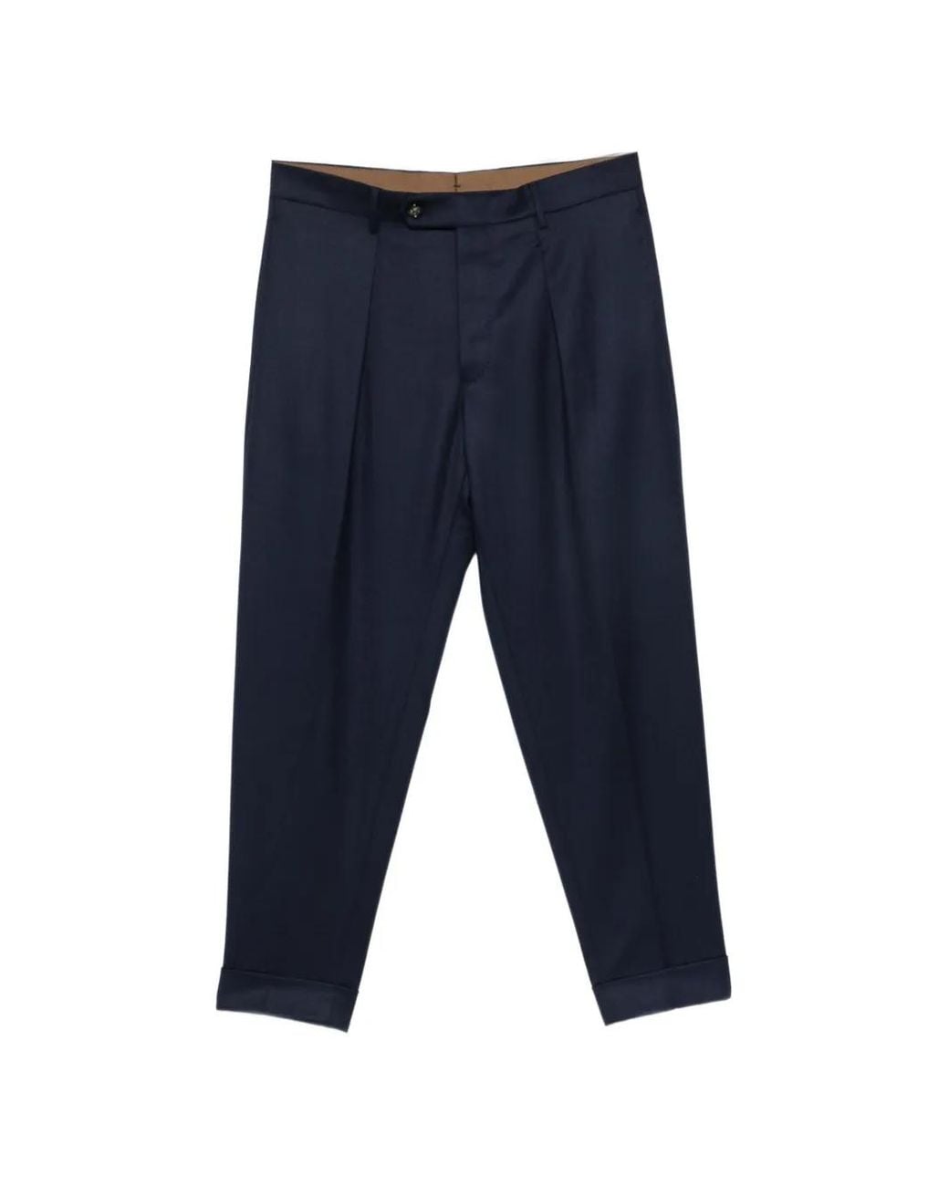 Berwich Blue Chiaia Pleated Cuffed Trousers for men