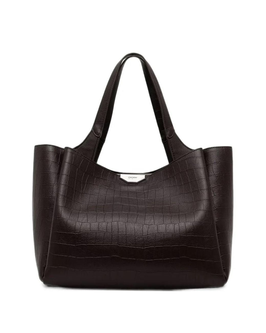 DKNY Black Crocodile-Effect Tote Bag