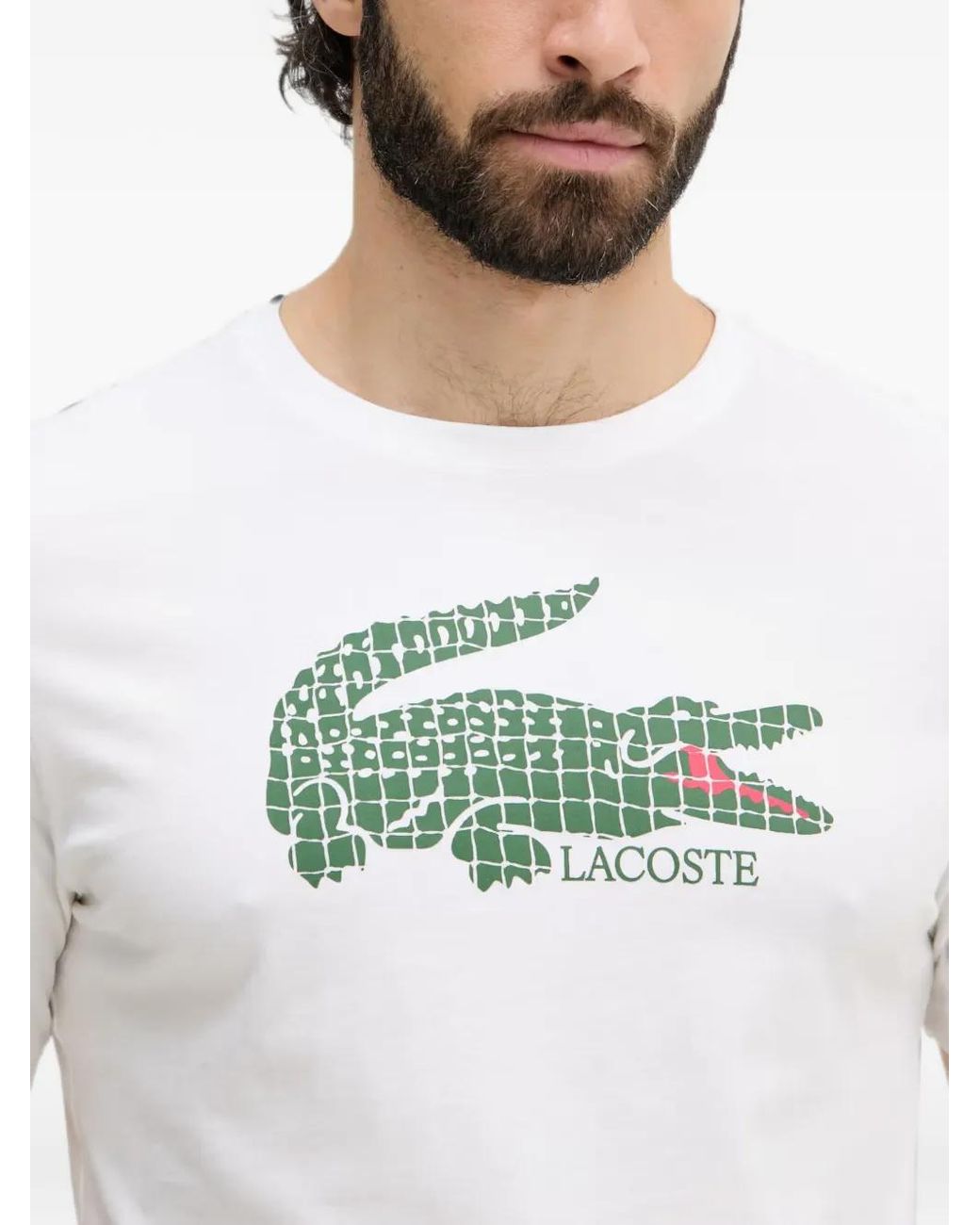 Lacoste White T-Shirt Roland-Garros À Logo Imprimé for men