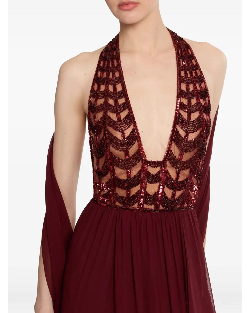 Elie Saab Red Embellished Dress