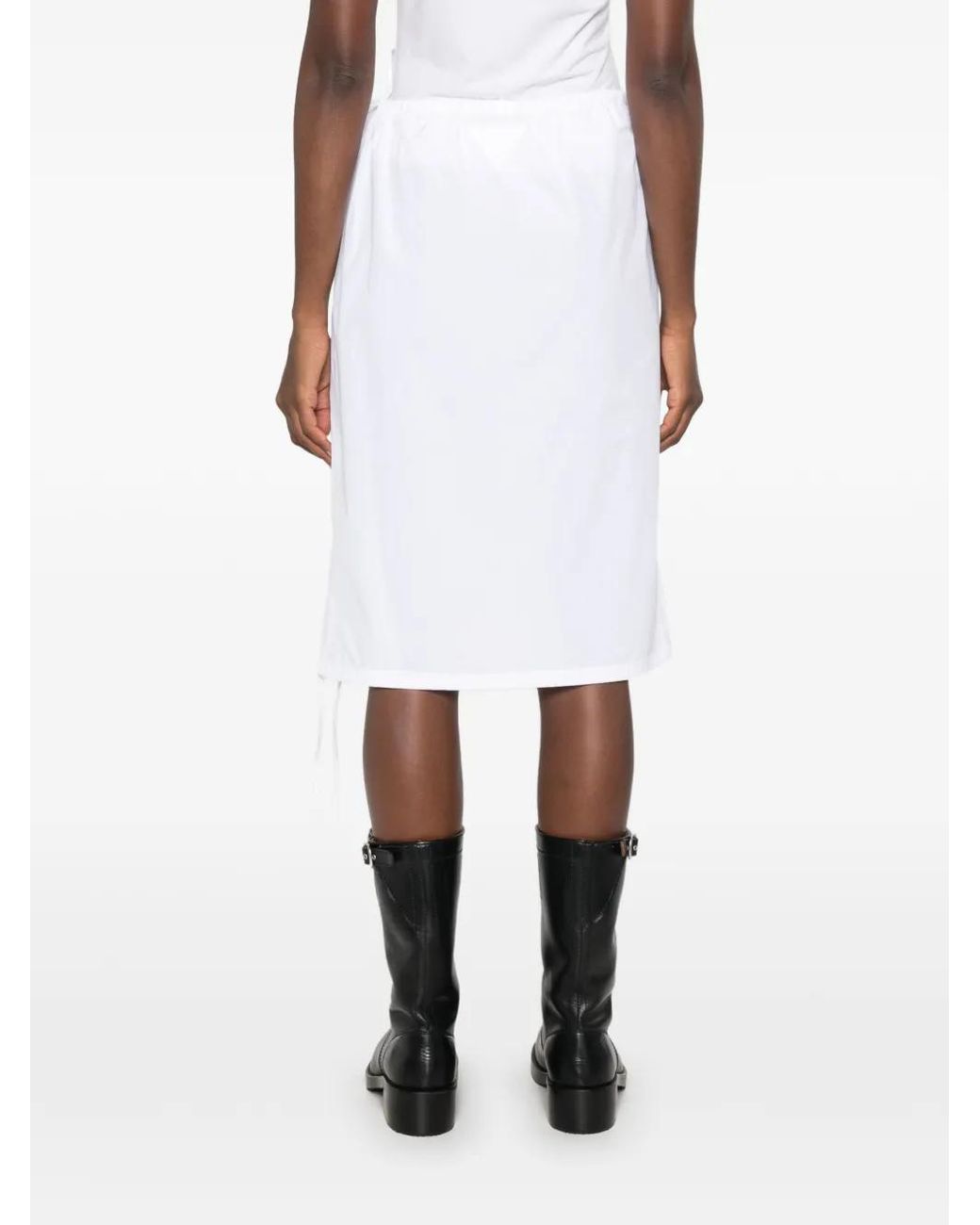 Prada White Drawstring-Fastening Skirt