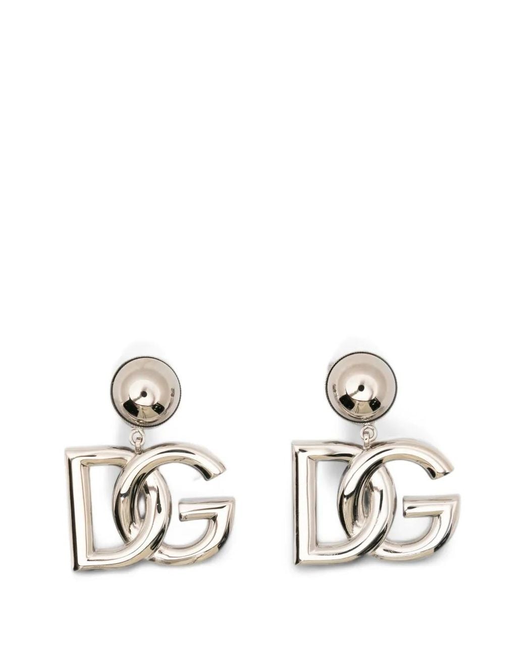 Dolce & Gabbana White Dg-Logo Drop Earrings