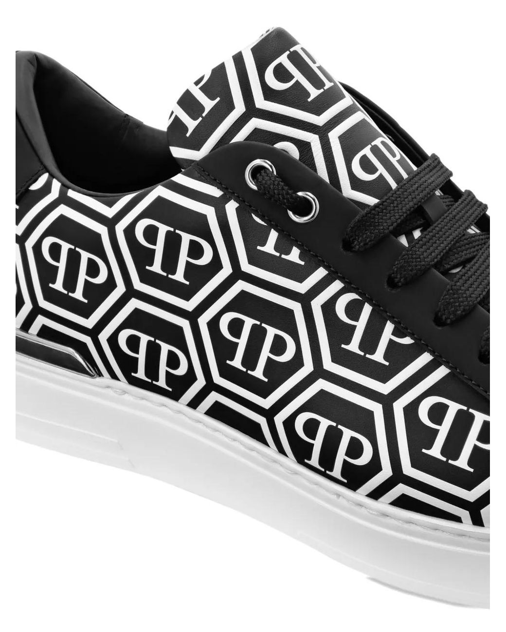Philipp Plein Black Monogram-Print Sneakers